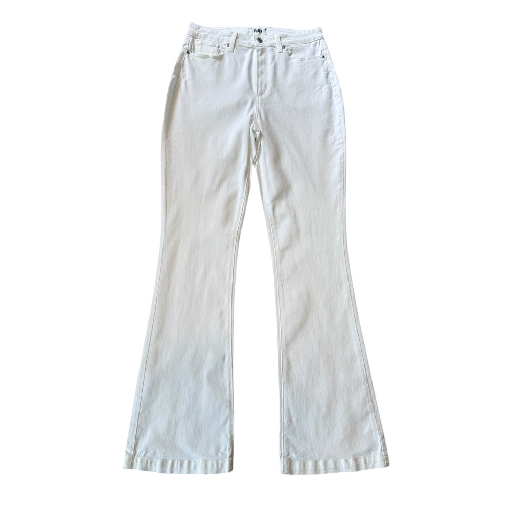 Paige Iconic Flare Jeans Womens 12 31 Crisp White High Rise Stretch Denim W4520